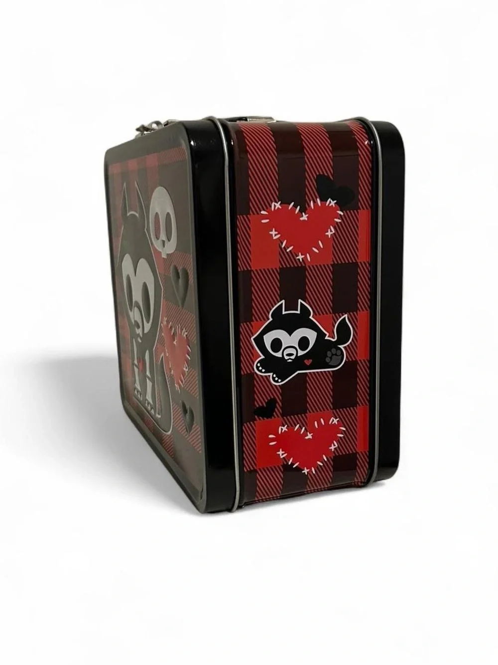 Skelanimals Loungefly Jae the Wolf Metal Lunch Box Red Plaid Tin 2014